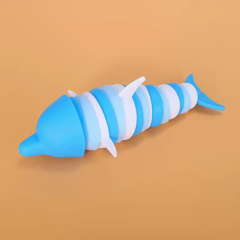 Toys Stress Reliever Fidget Toys Kids Adults Funny Buckle Slug Dolphin Shark Anxiety Antistress Squishy Toy Keychain Accessories