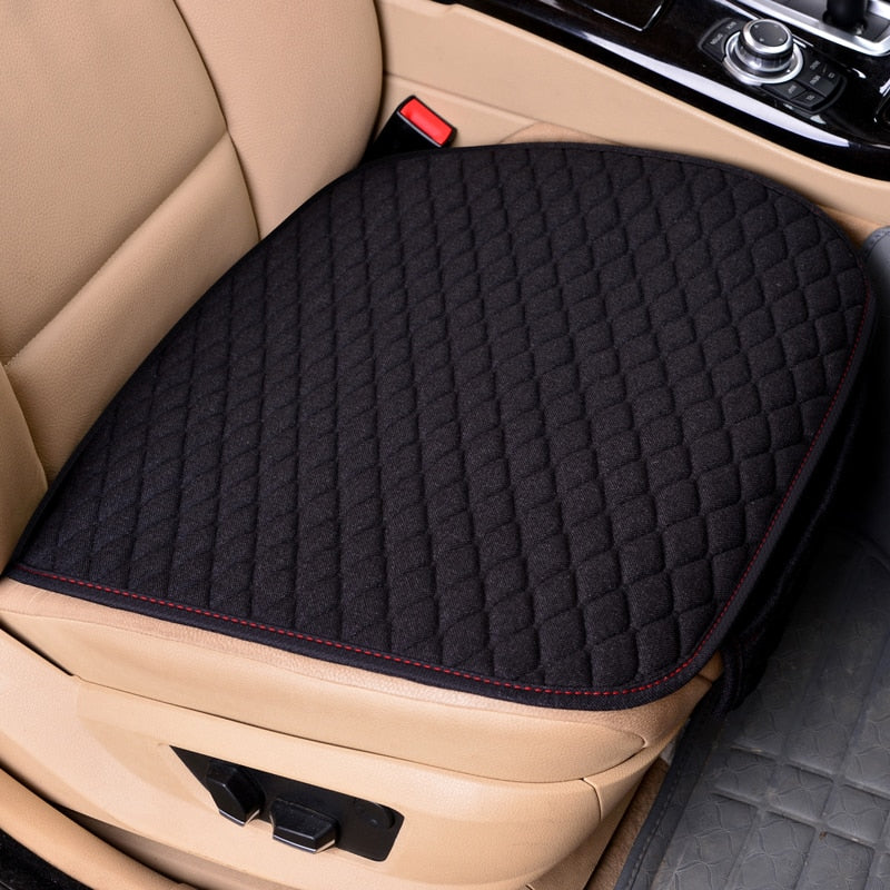 Flax Car Seat Cover Front Rear Back Linen Fabric Cushion Summer Breathable Protector Mat Pad Vehicle Auto Accessories Universal