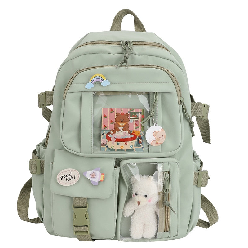 2022Cute Women Backpacks Waterproof Multi-Pocket Nylon School Backpack for Student Female Girls Kawaii Laptop Book Pack Mochilas