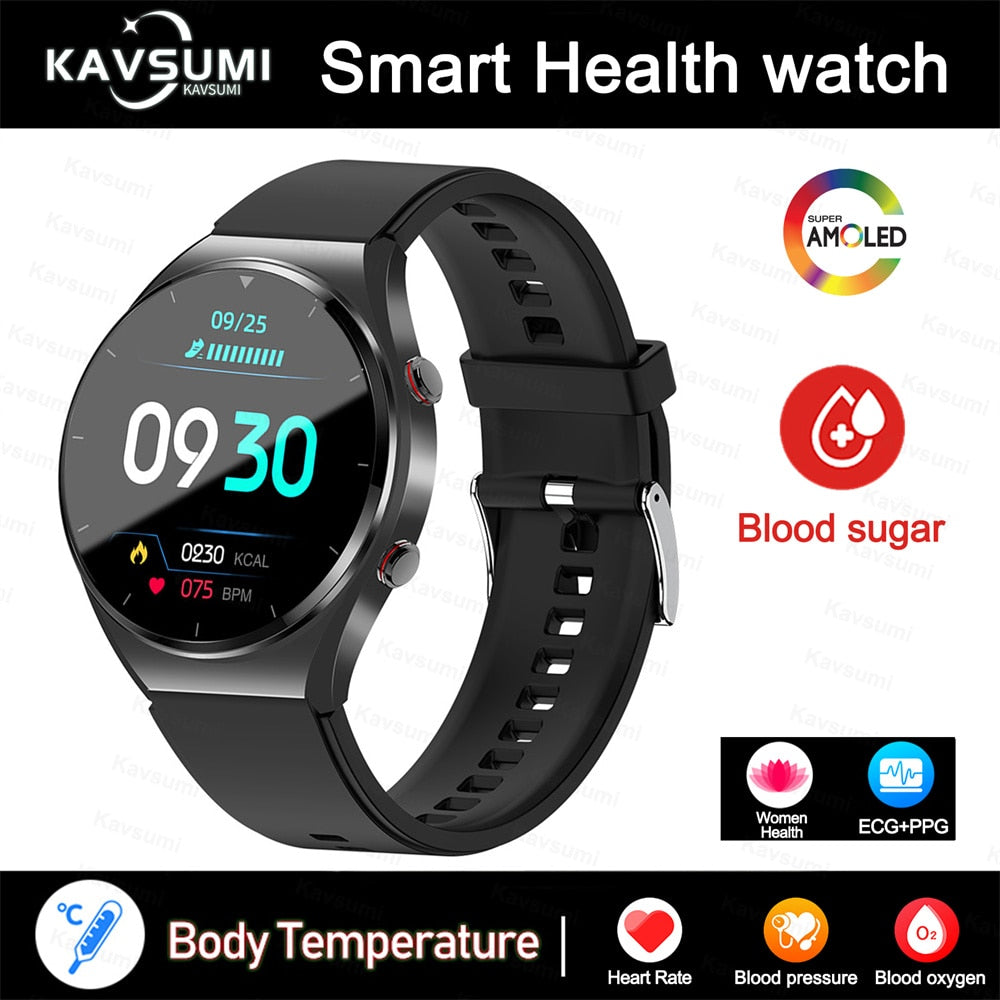 2023 New Non-Invasive Blood Glucose Smart Watch Men Full Touch Screen Sport Fitness Watches Bluetooth For Android ios Smartwatch