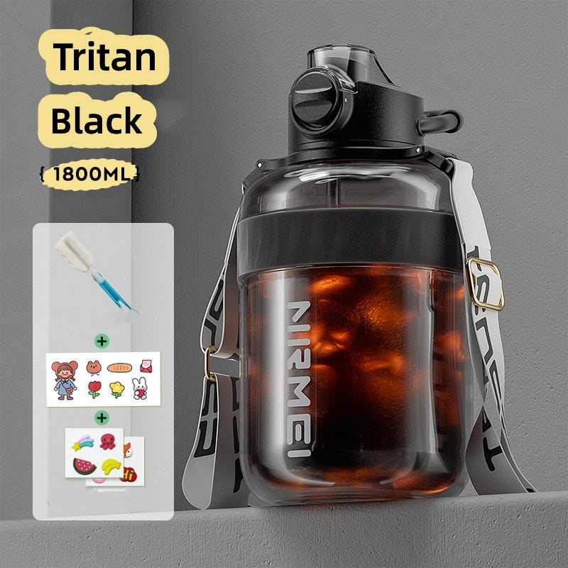 Water Bottle 2 Liters Tritan Plastic Portable Large Capacity Water Bottles with Straw, For Men Women Sports Fitness GYM Bottles