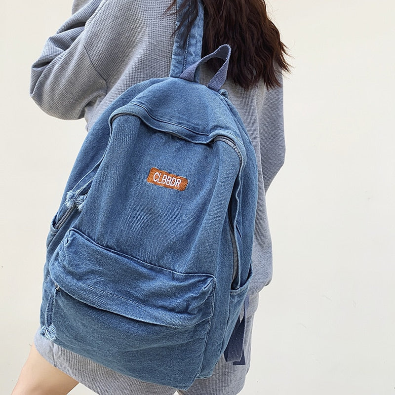 Female Canvas Travel Denim Book Bag Ladies Kawaii Backpack Women Leisure School Bag Girl Vintage Laptop College Backpack Fashion