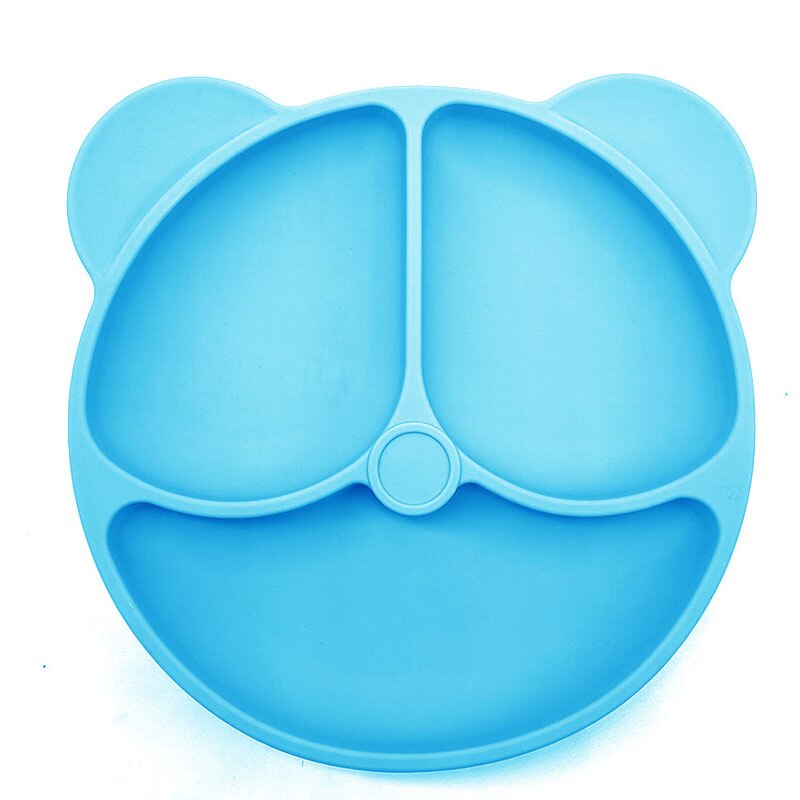 Children's Dishes Baby Silicone Sucker Bowl Baby Bear Face Plate Tableware Set Smile Face Baby Tableware Set Retro Kids Plate