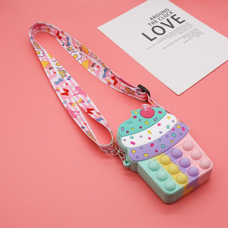 37 styles Fidget Toys Silicone Push Bubble Crossbody Bag Sensory Reliver Autism Adults Kids Handbag Squeeze Toys for Kids gifts