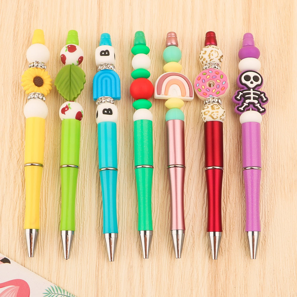 Kovict 5Pcs Ballpoint Pen DIY Bead Pen Plastic Beading School Office Writing Supplies Stationery Wedding Gift