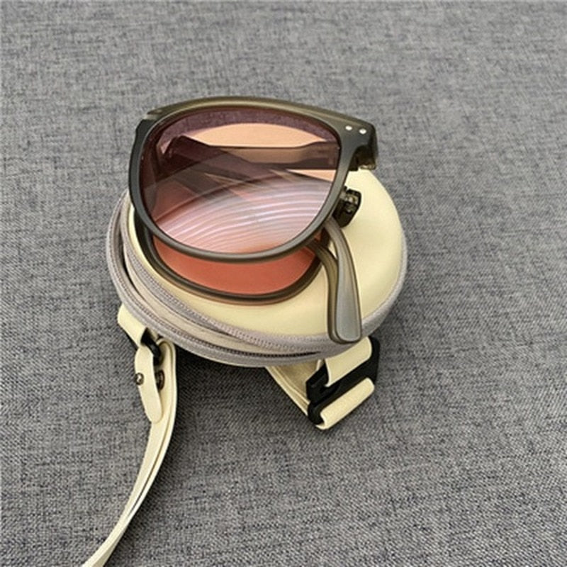 2022 New Women's Fashion Folding Sunglasses Women's Brand Designer Glasses Oval Glasses Lady Retro Sunglasses UV400 Protect