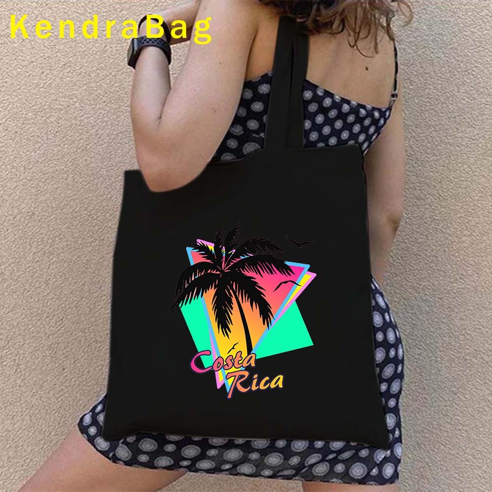 Vintage Arms of Costa Rica Country Map Flag San Jose Girl Soccer Gift Sunset Love Heart Shopper Canvas Tote Bag Shopping Handbag