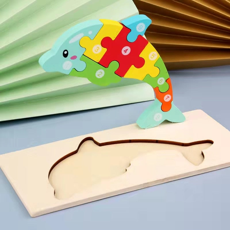 Montessori Wooden Toddler Puzzles for Kids Montessori Toys for Toddlers 2 3 4 5 Years Old Top 3D Puzzle Educational Dinosaur Toy