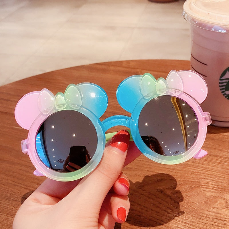 2022 Boy Girl Cute Cartoon Bear Shape Fashion Round Sunglasses Children Vintage Sunglasses UV Protection Classic Kids Eyewear