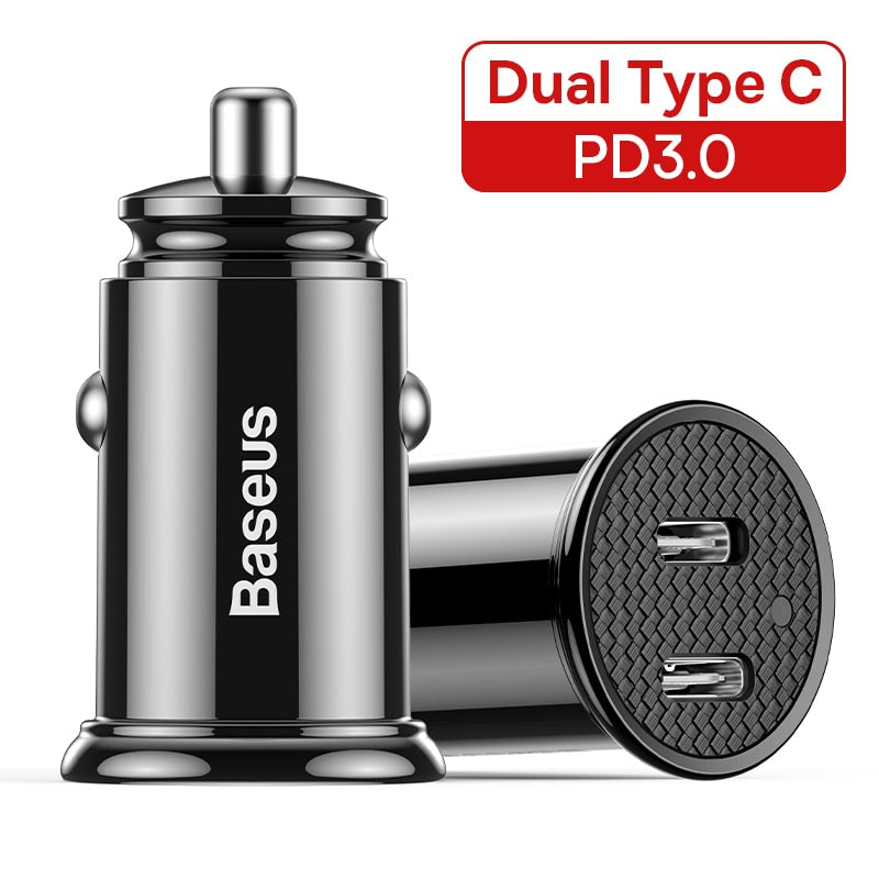 Baseus 30W Car Charger QC 4.0 QC 3.0 For Xiaomi Huawei Supercharge SCP Samsung AFC PD Fast Charging For IP USB C Phone Charger