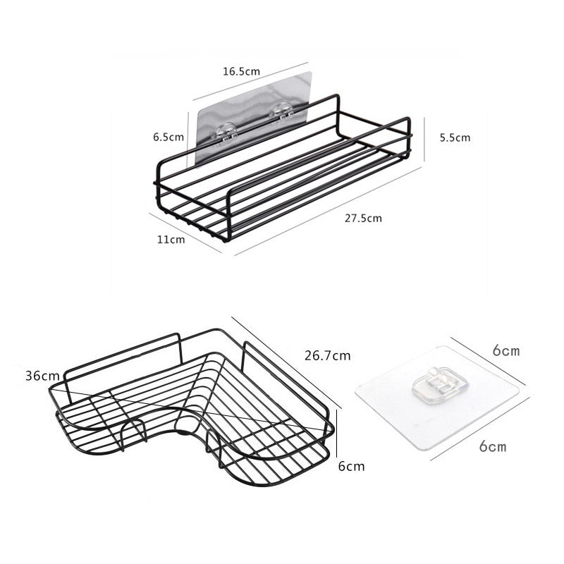 Bathroom Shelf Bathroom Accessories Shampoo Storage Shelf Cosmetic Holder No Punch Metal Shelf Condiment Organizer Corner Shelf