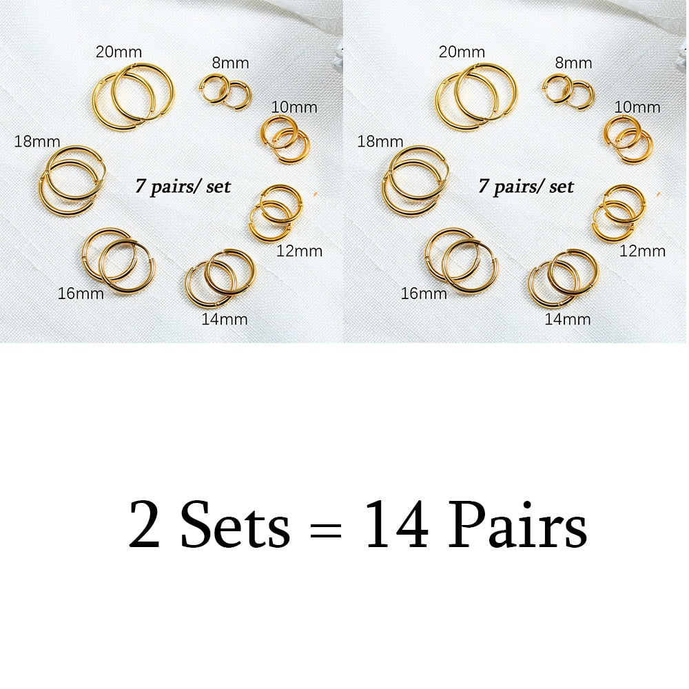 Stainless Steel Hoop Earrings For Women Men Small Gold Color Earring Korea Cartilage Piercing Classic Jewelry Accessories Gifts