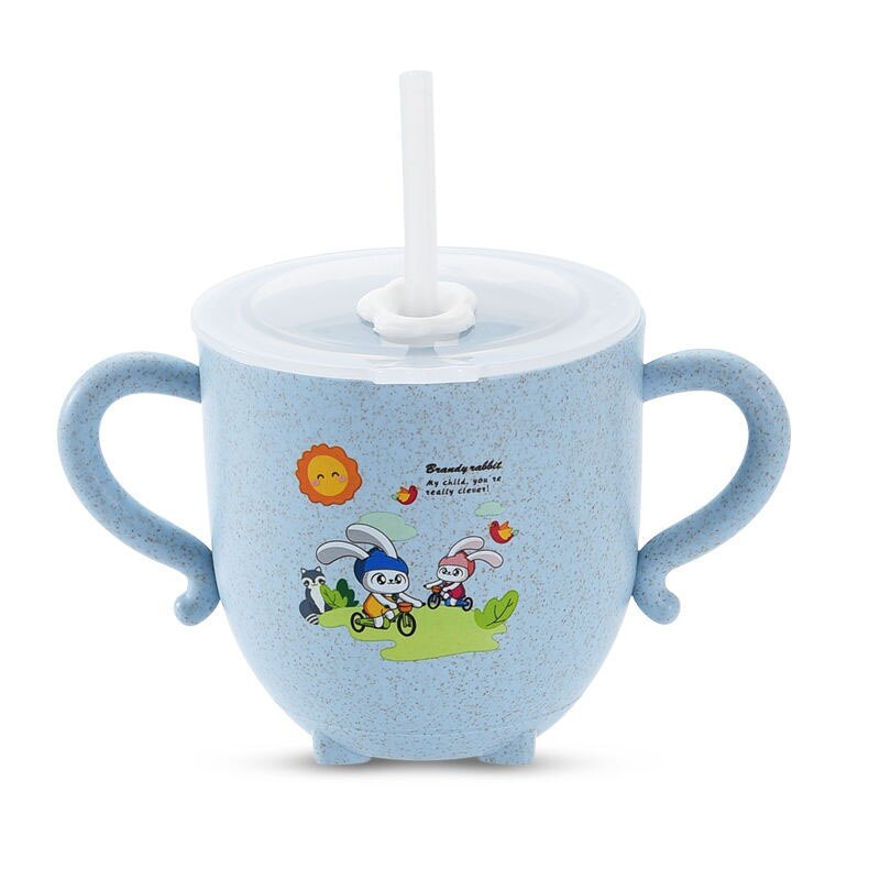 Baby Learning Water Cup Cartoon Elephant Shape Water Glass Leak-proof Baby Water Cup Bottle With Straws Children's Training Cup