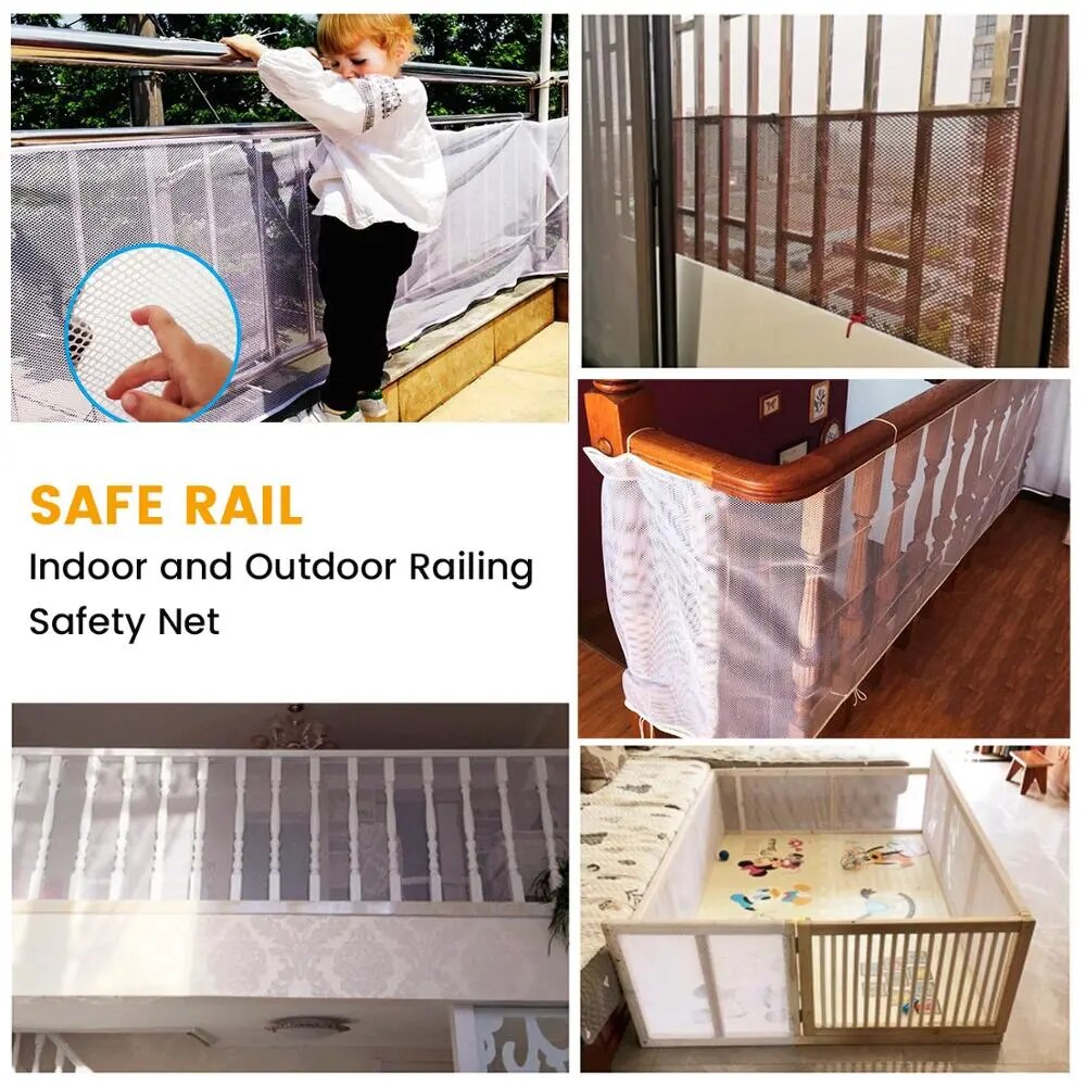 Durable Baby Safety Barrier Stair Fence Child Safety Barrier Cartoon Stair Children Protection Net Balcony Baby Safety Barrier