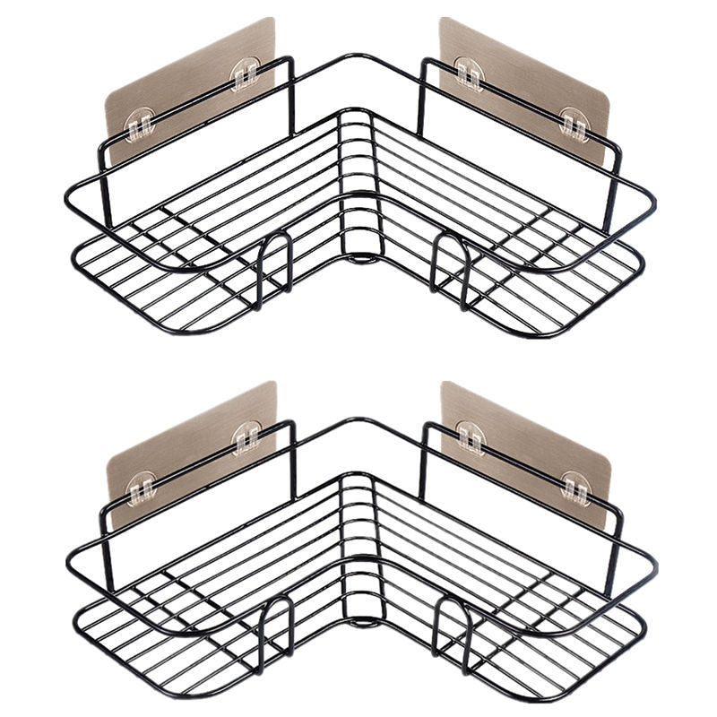 Bathroom Shelf Without Drilling Iron Shower Shelves Shampoo Storage Rack Cosmetic Holder Wall Mounted Shower Organizer