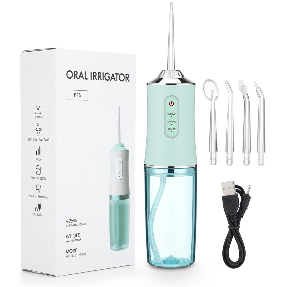 LISM Portable Oral Irrigator Water Flosser Dental Water Jet Tools Pick Cleaning Teeth 350ML 5 Nozzles Mouth Washing MachineFloss