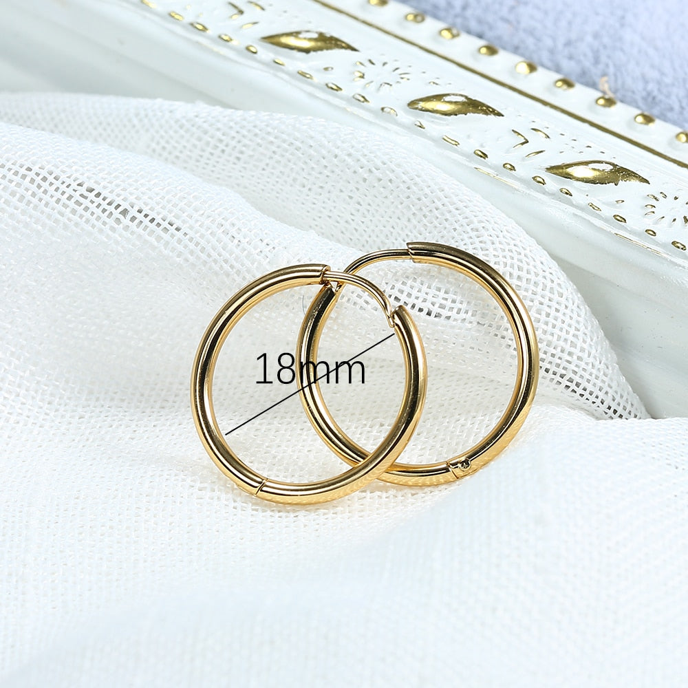 Stainless Steel Hoop Earrings For Women Men Small Gold Color Earring Korea Cartilage Piercing Classic Jewelry Accessories Gifts