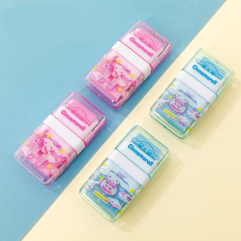 20pcs Sanrio Portable Roller Rubber Eraser Hello Kitty Melody Cinnamoroll Cute Erasers Kids School Supplies Stationery Wholesale