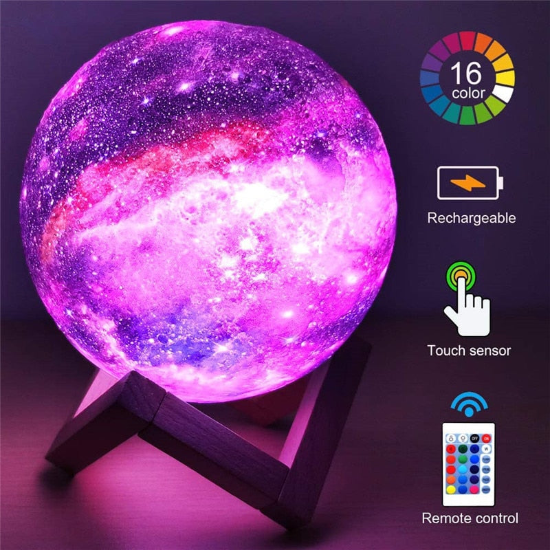 Moon Lamp Kids Night Light Galaxy Lamp 16 Colors LED 3D Star Moon Light Change Touch And Remote Control Galaxy Light  For Gifts