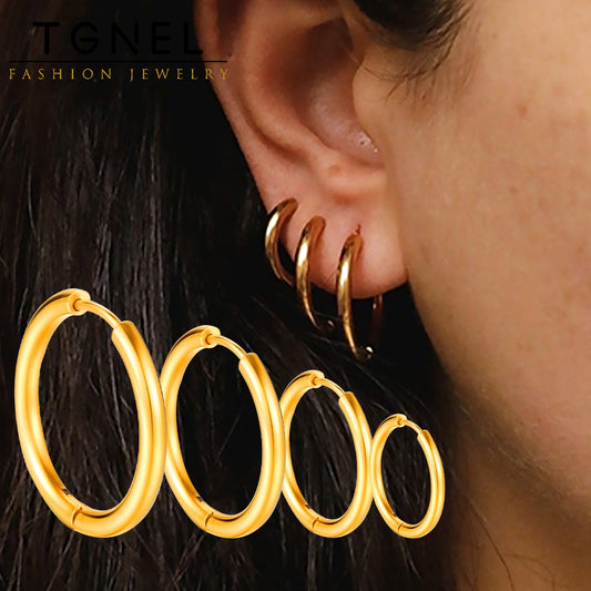 Stainless Steel Hoop Earrings For Women Men Small Gold Color Earring Korea Cartilage Piercing Classic Jewelry Accessories Gifts