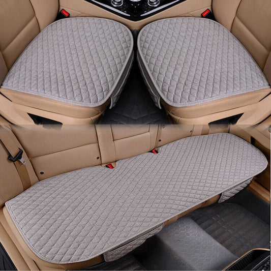 Flax Car Seat Cover Front Rear Back Linen Fabric Cushion Summer Breathable Protector Mat Pad Vehicle Auto Accessories Universal