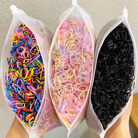 Package of 1000 disposable colorful mini rubber bands