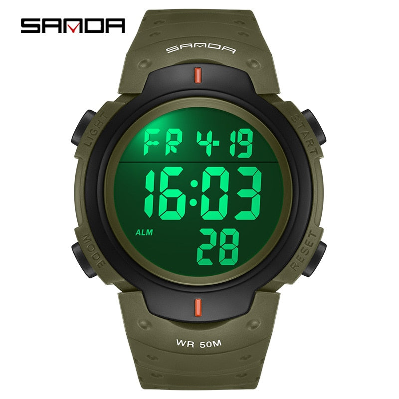 Sanda 269 New Arrival Trendy Design Silincone Strap Digital Movement Alarm Mode Countdown Sport Men Clock Fashion Stop Watch