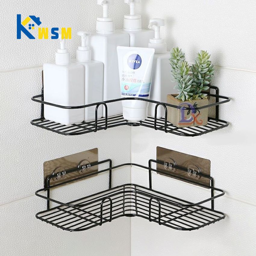 Bathroom Shelf Bathroom Accessories Shampoo Storage Shelf Cosmetic Holder No Punch Metal Shelf Condiment Organizer Corner Shelf