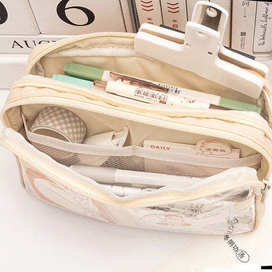 Transparent Pencil Bag Super Large Capacity Girl Stationery Holder Box Student Zipper Pencil Pouch Children School Supplies