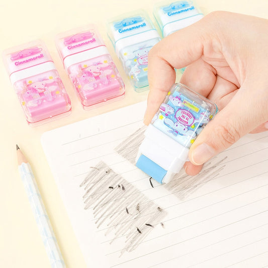 20pcs Sanrio Portable Roller Rubber Eraser Hello Kitty Melody Cinnamoroll Cute Erasers Kids School Supplies Stationery Wholesale