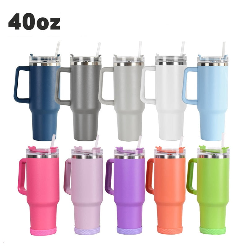 LMETJMA 40oz Mug With Lid and Straw Stainless Steel Vacuum Mug Tumbler Keep Cold and Hot Leak Proof Travel Coffee Mug KC0461