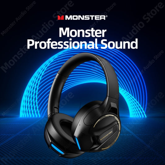 Original Monster XKH03 Wireless Bluetooth 5.3 Headset Gaming Headphones Stereo Sound Earphones Foldable Sport Earbuds With Mic