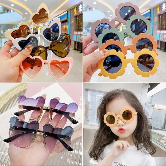 2023 Fashion Heart Frame Children Sunglasses Cute Girls Boys Kids Sun Glasses UV375 Protection Small Eyewear Baby De Sol Gafas