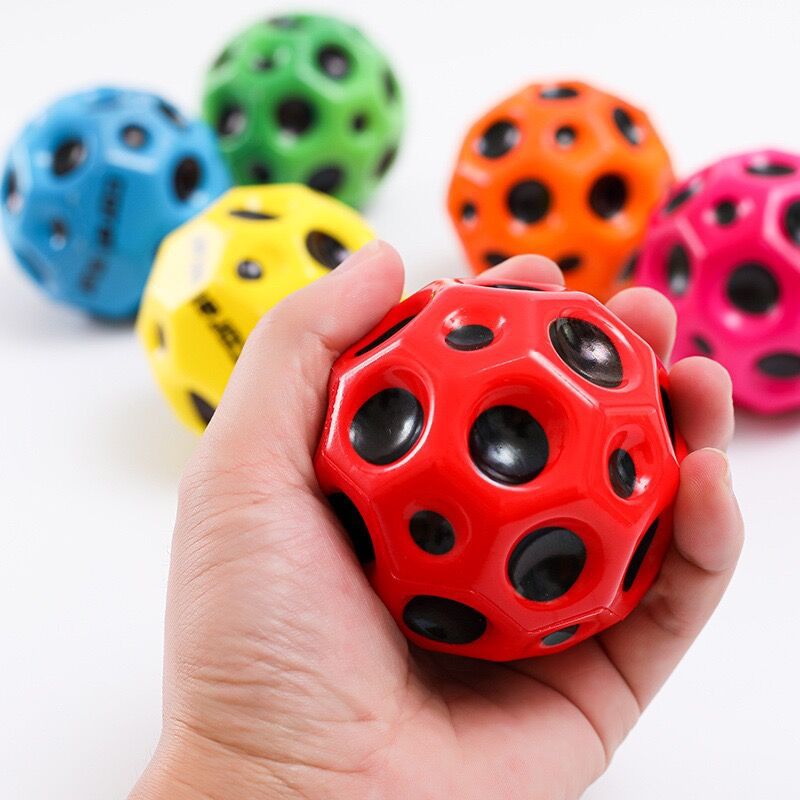 Useful Hole Galaxy Soft Bouncy Ball Anti-fall Moon Shape Porous Bouncy Ball Popping Sensory Fidget Toy Adult Kids Stress Relief