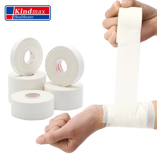 Kindmax Sports Tape White 1.3-5cm*13.7m Athletic Elastic Bandage for Trainers First Aid Injury Wrap for Fingers Ankles Wrist