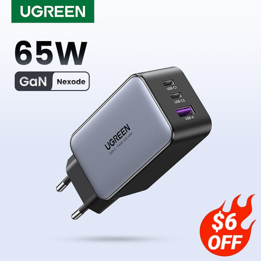 UGREEN 65W GaN Charger Quick Charge 4.0 3.0 Type C PD USB Charger for iPhone 14 13 12 Pro Max Fast Charger For Laptop PD Charger