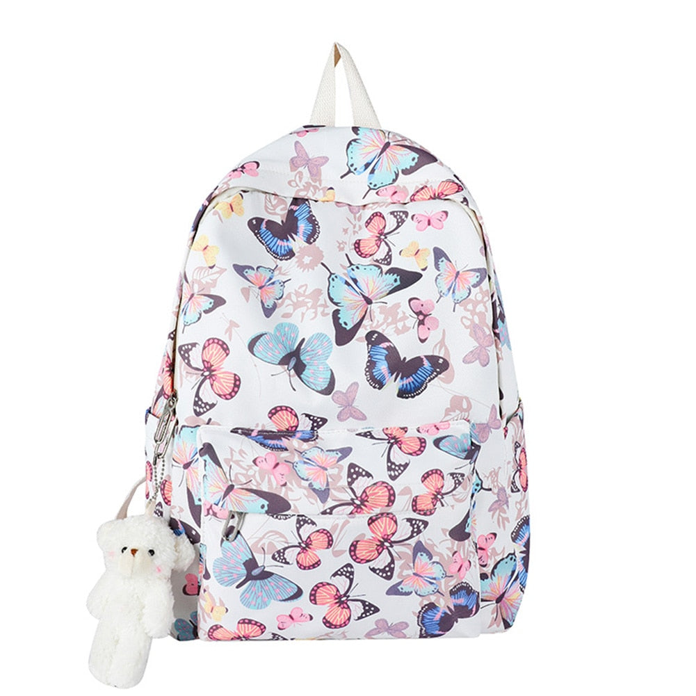 Women Backpack Graffiti Butterfly Cow Printing Backpacks Travel Rucksacks Casual Ladies Large Capacity Student School Bags