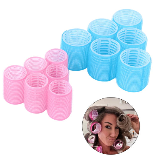 6PCS/Pack Styling Tools Heatless Hair Rollers Self-Adhesive Type Hair Curlers Salon Jumbo Size Sticky Hair Dressing Curlers