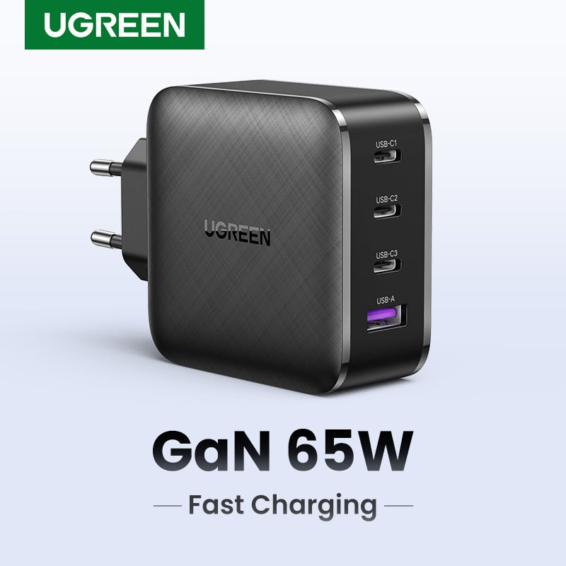 UGREEN 65W GaN Charger Quick Charge 4.0 3.0 Type C PD USB Charger with QC 4.0 3.0 Fast Charger for iPhone 14 13 12 Xiaomi Laptop