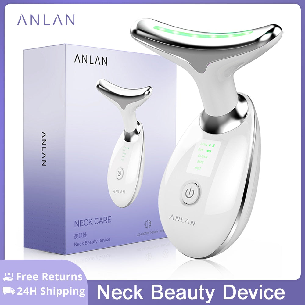 ANLAN Neck Face Beauty Device 3 Colors LED Photon Therapy Skin Tighten Reduce Double Chin Anti Wrinkle Remove Skin Care Tools